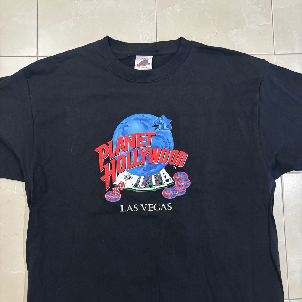 Vintage Planet Hollywood Las Vegas T Shirt Men's XL Black 90s Tee USA Made